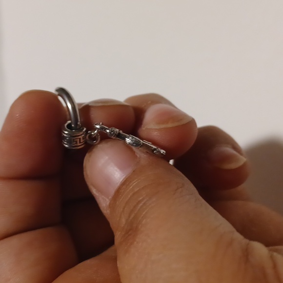 2pc Stainless Anchor Cross Earring Single Ear Silver-tone Hinged Hoop - Picture 9 of 14